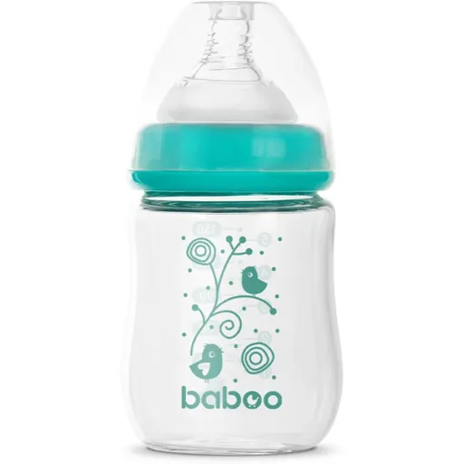Baboo Anti-colic Glass Feeding Bottle Wide Neck sklenená dojčenská fľaša 0m+ 150 ml