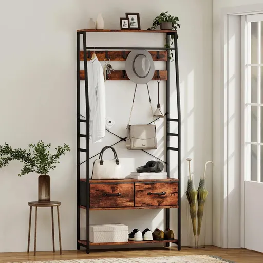 HOMCOM Předsíňová stěna, hnědá