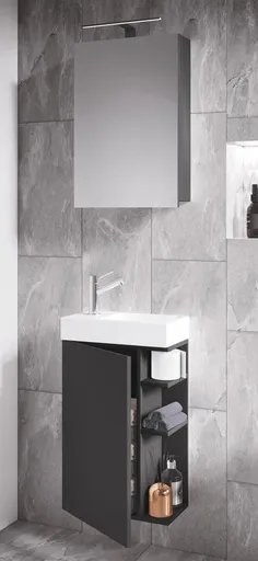 VCM 3dílná umyvadlová skřínka pro hosty Lumia se zrcadlem, antracit