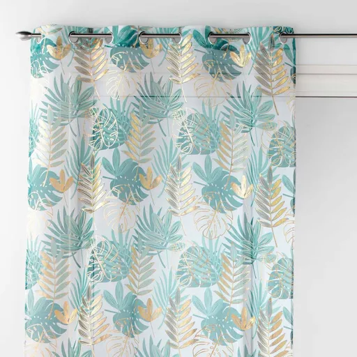 Záclona s potlačou listov a metalickými detailmi