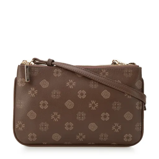 Dámska monogramová kožená mini kabelka, dvojkomorová, 34-4-001-4B