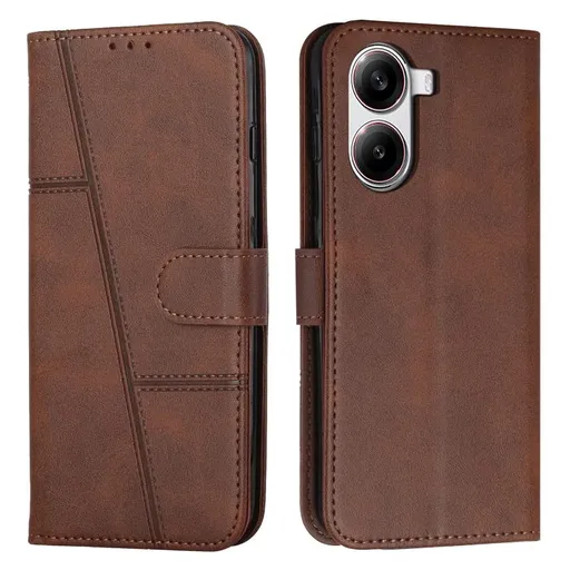 STITCHED Peňaženkový kryt pre Xiaomi Poco X7 Pro hnedý