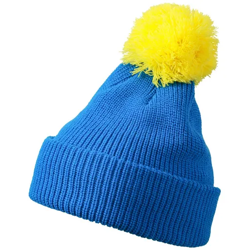 Myrtle Beach (Daiber) Zimná čiapka s brmbolcom MB7967 - Azúrová / žltá | uni