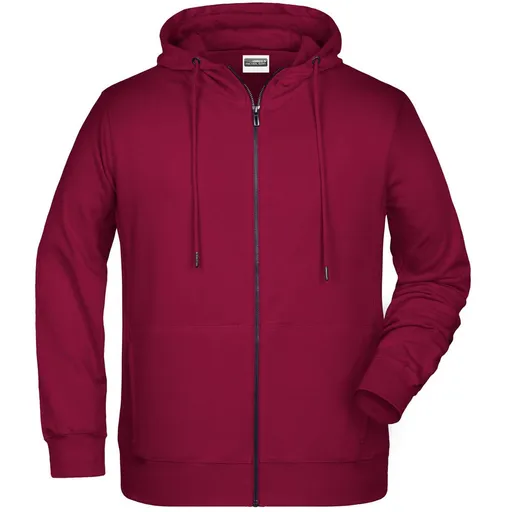 James & Nicholson (Daiber) Pánska mikina na zips z biobavlny 8026 - Vínová | L