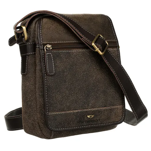 Pánska messenger taška cez rameno z prírodnej hnedej kože - Peterson