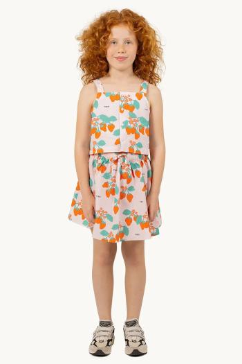 Dievčenská bavlnená sukňa Tinycottons STRAWBERRIES SKIRT ružová farba, mini, áčkový strih, SS25-165