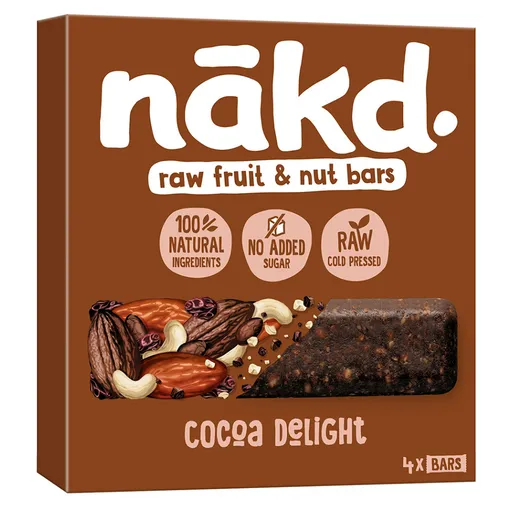 NAKD Cocoa delight ovocno orieškové raw tyčinky s kakaom 4 x 35 g