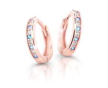 Cutie Jewellery Pôvabné kruhové náušnice z ružového zlata C3342-80-X-4 svetlo modrá