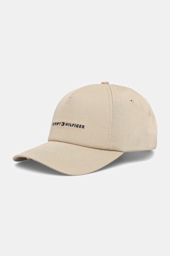 Bavlnená šiltovka Tommy Hilfiger béžová farba, s nášivkou, AM0AM13162