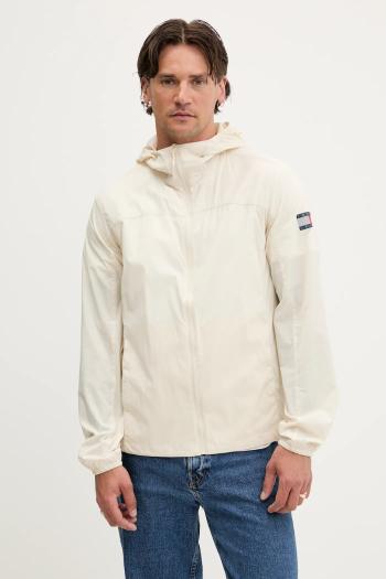 Bunda Tommy Jeans béžová farba, prechodná, DM0DM21669
