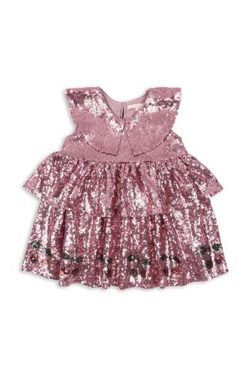 Dievčenské šaty Konges Sløjd STARLA SEQUIN DRESS ružová farba, mini, áčkový strih, KS101689