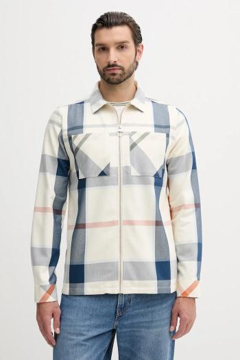 Bavlnená košeľa Barbour ETTRICK béžová farba, voľný strih, MOS0305