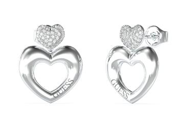 Guess Oceľové srdiečkové náušnice Crazy In Love JUBE05209JWRHT/U