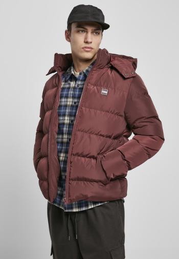 Urban Classics Hooded Puffer Jacket cherry - S