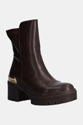 Členkové topánky U.S. Polo Assn. HALEY dámske, hnedá farba, na podpätku, HALEY005W/DY1