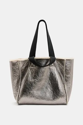 Obojstranná kožená taška AllSaints IZZY SHEARLING