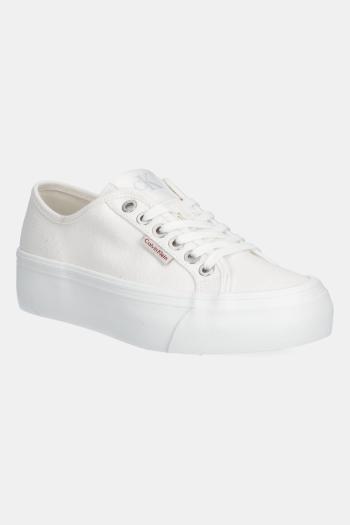 Tenisky Calvin Klein Jeans VULC FLATFORM CTN LOGO TAG biela farba, YW0YW01838