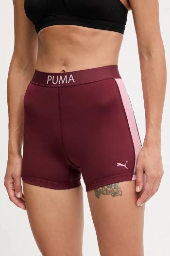 Tréningové šortky Puma bordová farba, jednofarebné, stredne vysoký pás, 526680