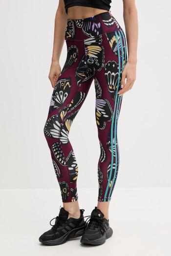Tréningové legíny adidas Performance x Farm Rio bordová farba, vzorovaná, JL8627