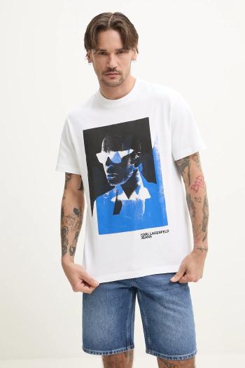 Bavlnené tričko Karl Lagerfeld Jeans pánske, biela farba, s potlačou, A2M17036