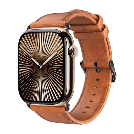 DUX LEATHER Kožený remienok pre Apple Watch 10 / 11 42mm svetlohnedý