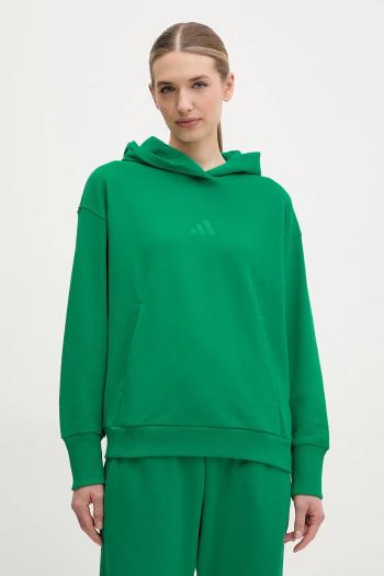 Bavlnená mikina adidas ALL SZN dámske, zelená farba, s kapucňou, jednofarebná, JD4719
