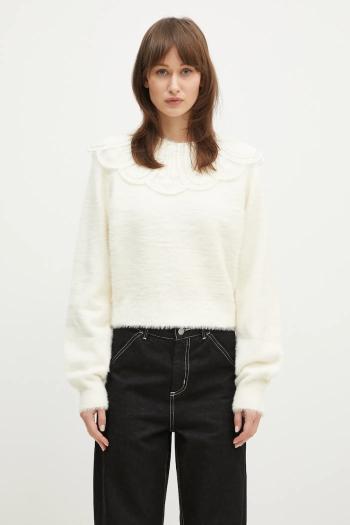 Sveter Rotate Lace Collar Knit dámsky, béžová farba, 113212269