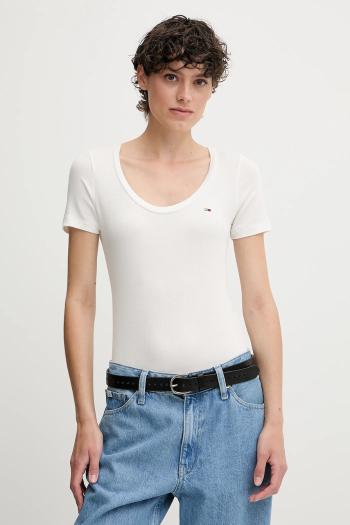 Tričko Tommy Jeans dámske, biela farba, DW0DW20916