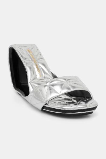 Kožené šľapky United Nude Mobius Hi dámske, strieborná farba, na kline, 10001902188