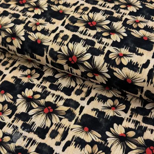 Viskóza s ľanom Daisy design B digital print