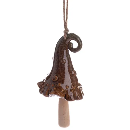 Keramický zvonček Klobúk hnedá, 38 x 9 cm