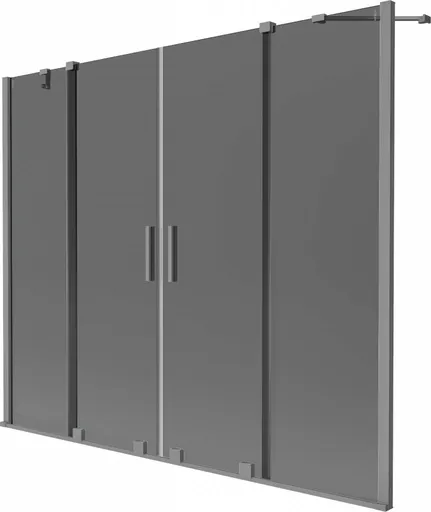 MEXEN/S - Velar Duo dvojkrídlová posuvná vaňová zástena 200 x 150, grafit, grafit metal 896-200-000-42-95