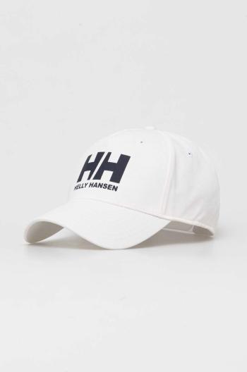 Bavlnená šiltovka Helly Hansen béžová farba, s potlačou, 67434