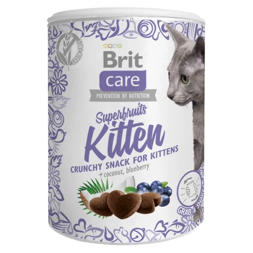 BRIT Care Snack Superfruits Kitten s kuraťom, kokosom a čučoriedkou pre mačiatka 100 g