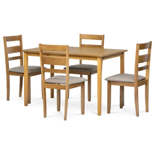 Jedálenský set so 4 stoličkami Autronic 120x75 cm hnedý masív AUT-6070 OAK