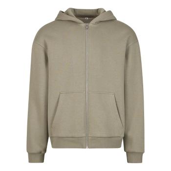 Build Your Brand Hebká pánska mikina na zips Fluffy - Svetlá olivová | XXXXXL