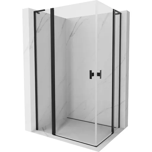 MEXEN/S - Mist L Duo sprchovací kút dvere krídlové 115 x 105, transparent, čierna 8A4L-115-105-70-00
