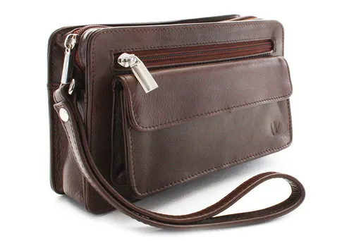 Hnedá kožená jednozipsová etue 611-2014-40