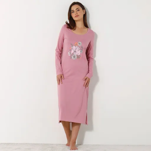 Sada 2 dlhých nočných košieľ s dlhými rukávmi a potlačou kvetín