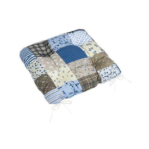 Bellatex Sedák Adéla prešívaný Patchwork modrá, 40x 40 cm