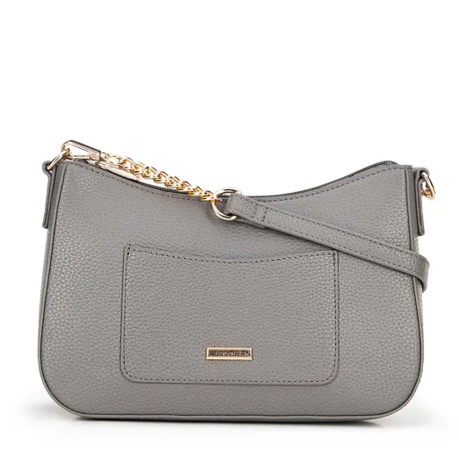 Dámska malá ramenná kabelka z ekokože šedo-zlatá 100-4Y-007-8G