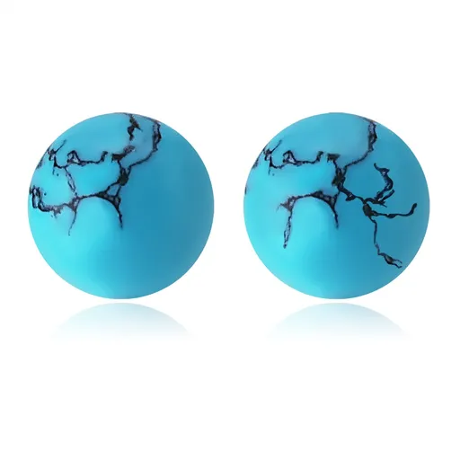 Puzetové zlaté 9K náušnice - gulička z tyrkysu s hladkým povrchom