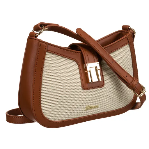 Béžovo-hnedá dámska crossbody kabelka z kože a nylonového plátna – Peterson  ? Tag title