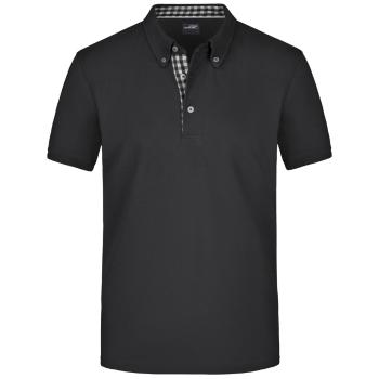 James & Nicholson Elegantná pánska polokošeľa JN964 - Čierna / čierna / biela | XL