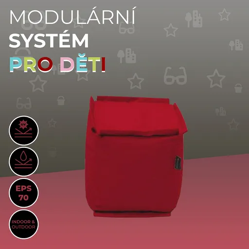 DEOKORK Záhradný detský textilný stolík/taburet MODULTEX KIDS (červená)