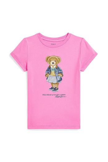 Detské bavlnené tričko Polo Ralph Lauren ružová farba, 312965154001