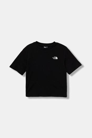 Detské bavlnené tričko The North Face TEEN ESSENTIAL OVERSIZE SS TEE čierna farba, s nášivkou, NF0A8EFPJK31
