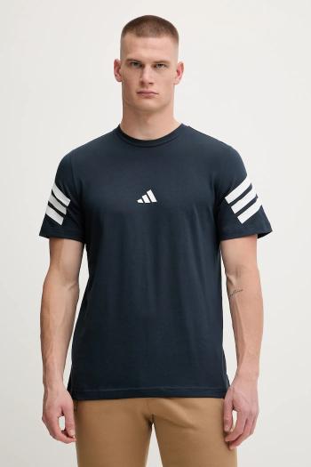 Bavlnené tričko adidas Essentials pánske, tmavomodrá farba, s potlačou, JW4786