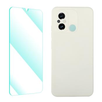 ENKAY SET Silikónový obal a 2D sklo Xiaomi Redmi 12C bežový