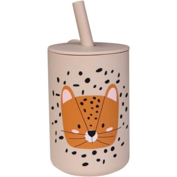 Tryco Silicone Cup and Straw hrnček s rúrkou Leopard Sand 1 ks